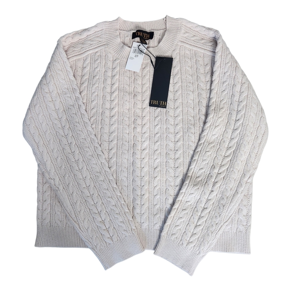 Truth Women's Cable Knit Crewneck Sweater‎ - Neutral XS Preppy, It Girl, Country